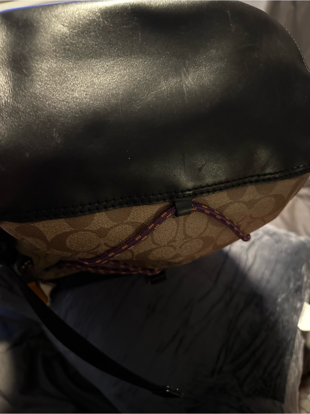 Coach Brown Signature Canvas Backpack with Red and Yellow Accents - Picture 5 of 5